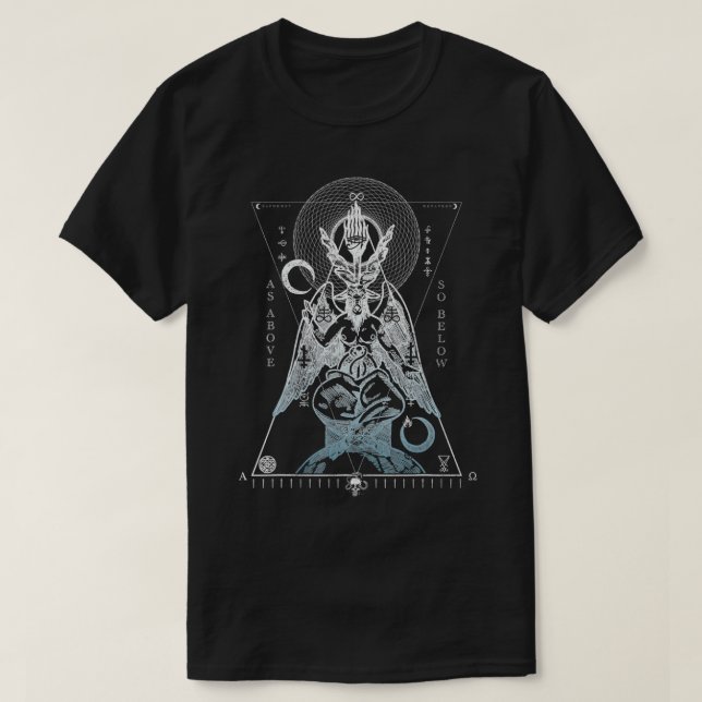T-shirt Comme Ci-Dessus Ainsi Ci-Dessous Baphomet Occulte  (Design devant)