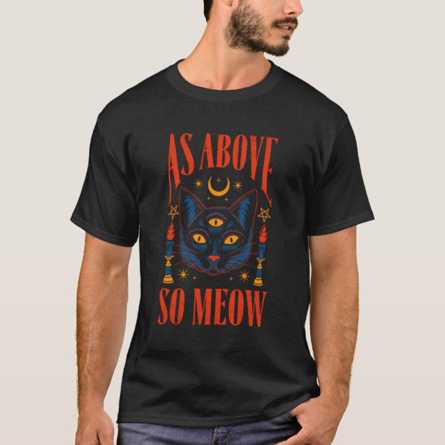 T-shirt Comme Ci-Dessus Moew Tarot Card Magic Devil Trois  (Devant)