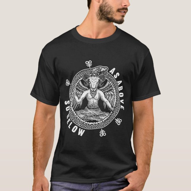 T-shirt Comme Ci-Dessus Sous Satan Baphomet Leviathan Cros (Devant)