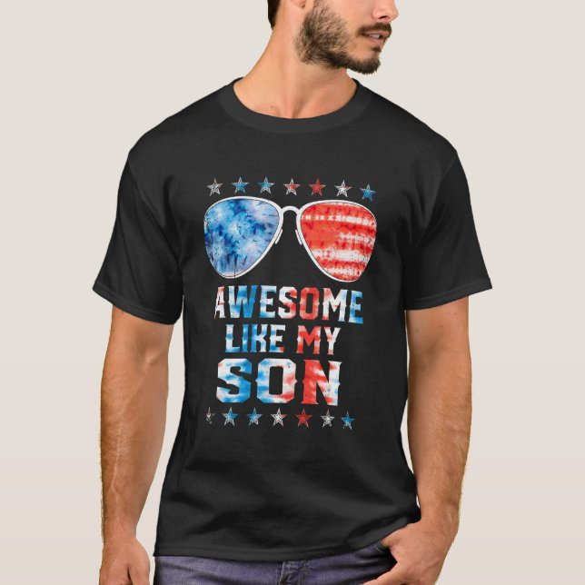 T-shirt Comme Mon Fils Drapeau Américain Tie Dye Sunglass (Devant)