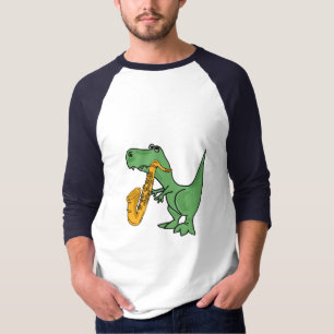 T-shirt COMME saxophone jouant la chemise de dinosaure de