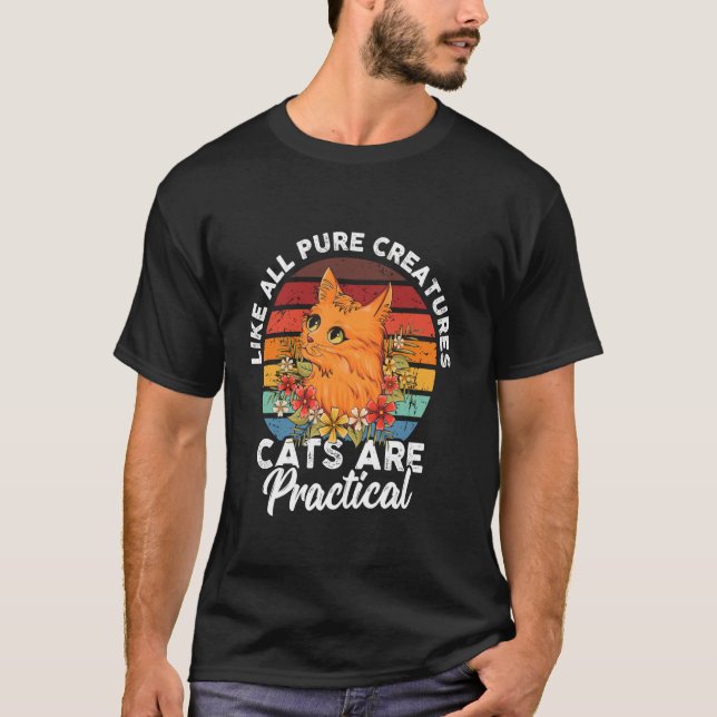 T-shirt Comme toutes les créatures pures, les chats sont p (Devant)