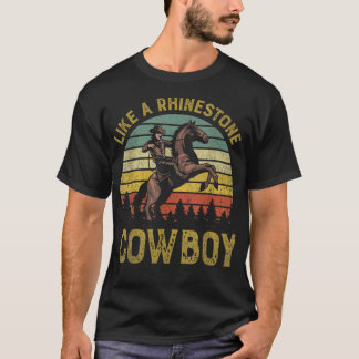 T-shirt Comme Un Cowboy De Rhinestone Vintage Western Rode