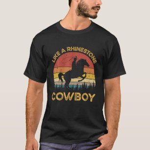 T-shirt Comme Un Cowboy Rhinestone Pays Occidental Du Sud