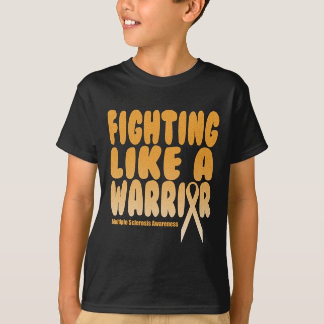 T-shirt Comme Un Guerrier La Sclérose En Plain (Devant)