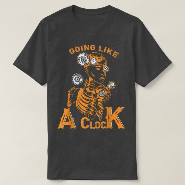T-shirt Comme une horloge, Human Skeleton Steampunk  (Design devant)