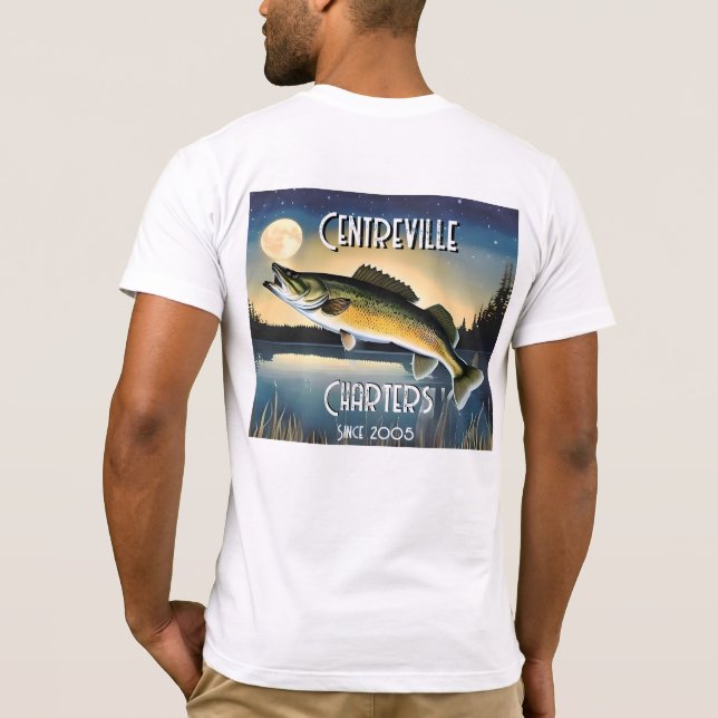T-shirt commémoratif Walleye Pike, Water and Moon (Dos)