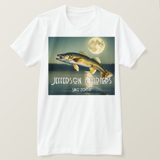 T-shirt commémoratif Walleye Pike, Water and Moon (Design devant)