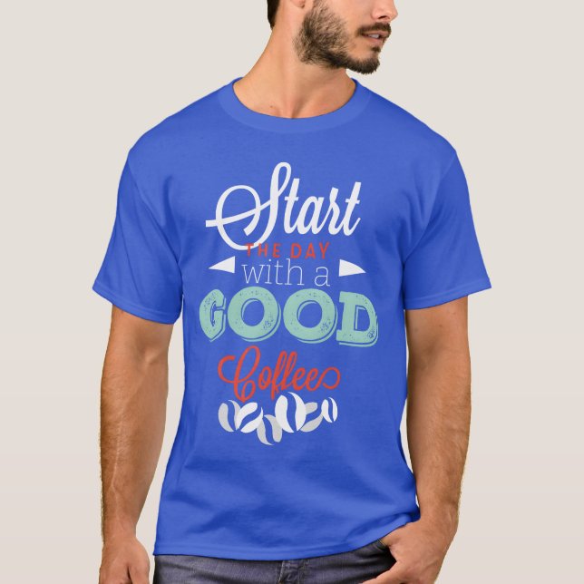 T-shirt Commencez avec un bon ami Café (Devant)
