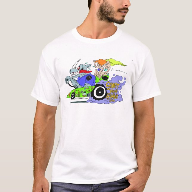 T-shirt Commencez votre rhinocéros emballer le rat Fink (Devant)