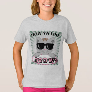 T-shirt Comment aimez-vous MEOW ? Tête de chat avec lunett