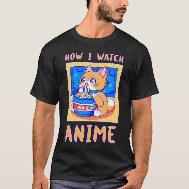 T-shirt Comment Je Regarde Anime Est Un Chat Kawaii Avec R (Devant)