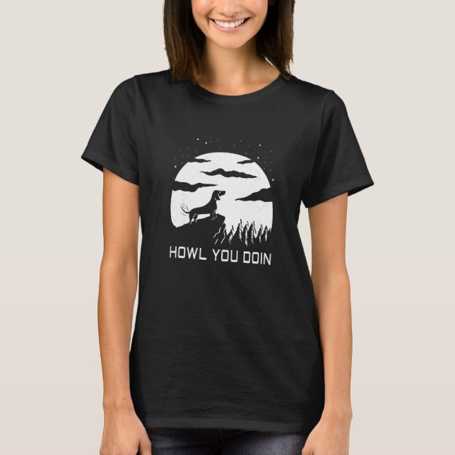 T-shirt Comment tu fais Dachshund & Moon I Weiner Dachshun (Devant)