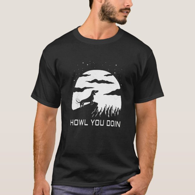 T-shirt Comment tu fais Dachshund & Moon I Weiner Dachshun (Devant)