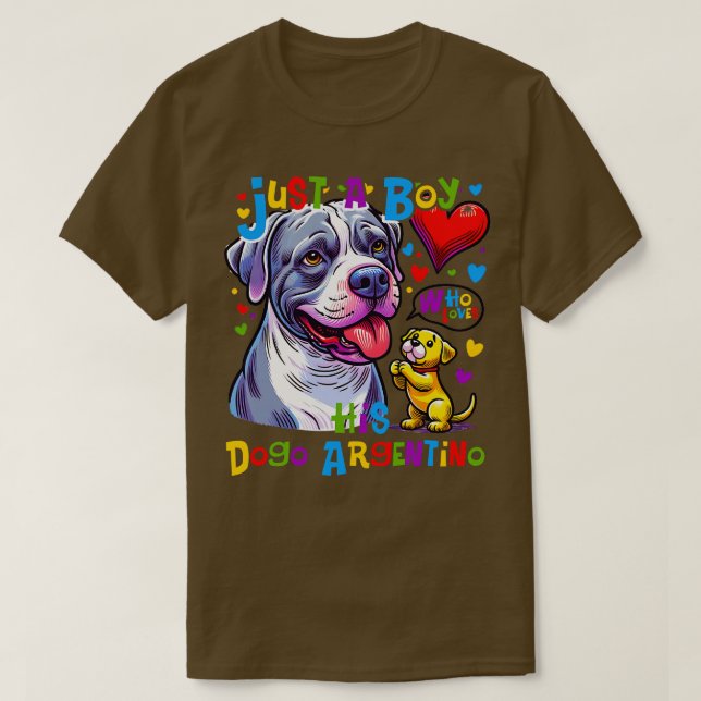 T-shirt Comment un garçon et son Dogo Argentino sont deven (Design devant)