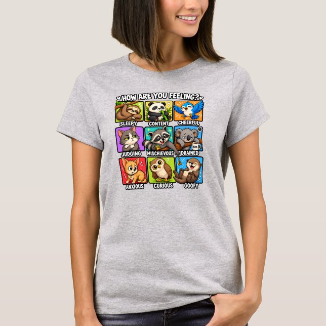 T-shirt Comment vous sentez-vous? Humeurs Animales! (Devant)
