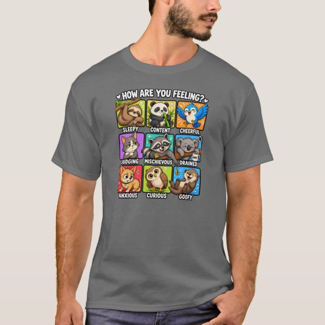 T-shirt Comment vous sentez-vous? Humeurs animales (Devant)