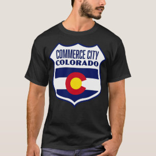 T-shirt Commerce City Colorado Retro Bouclier drapeau blan