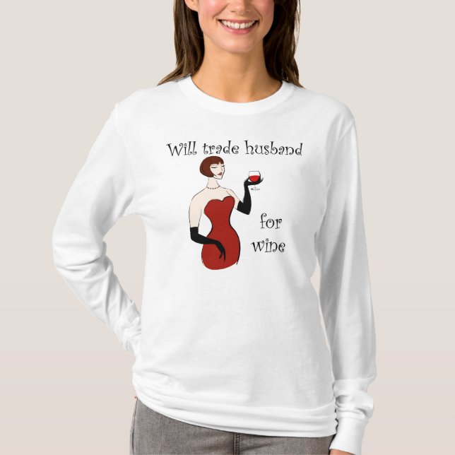 T-shirt Commercera le mari pour le vin (Devant)