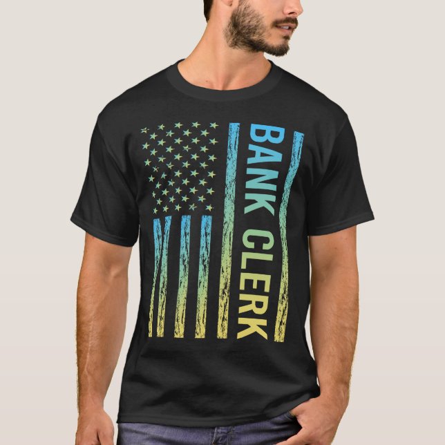T-shirt Commis de banque bleu jaune (Devant)
