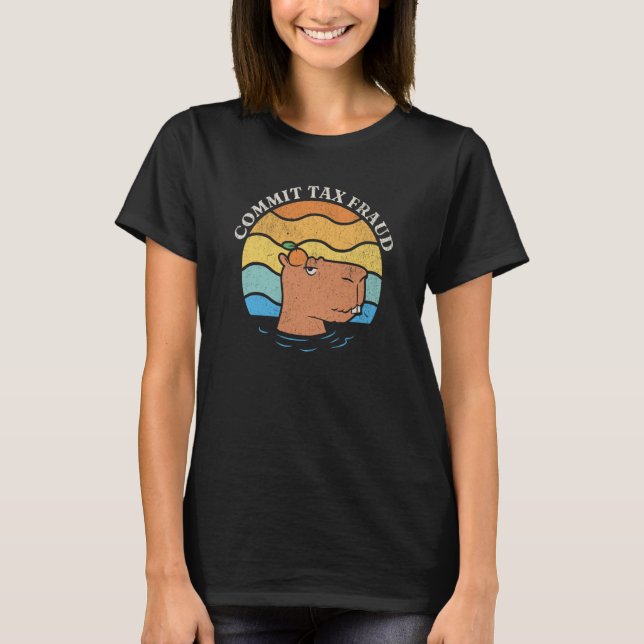 T-shirt Commit Tax Fraud Tax Season Capybara Orange Retro (Devant)