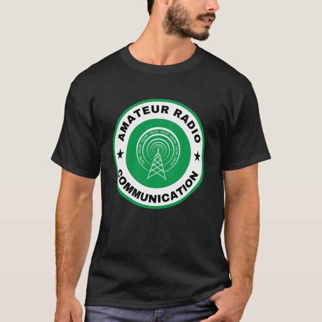 T-shirt communication radio amateur vert (Devant)