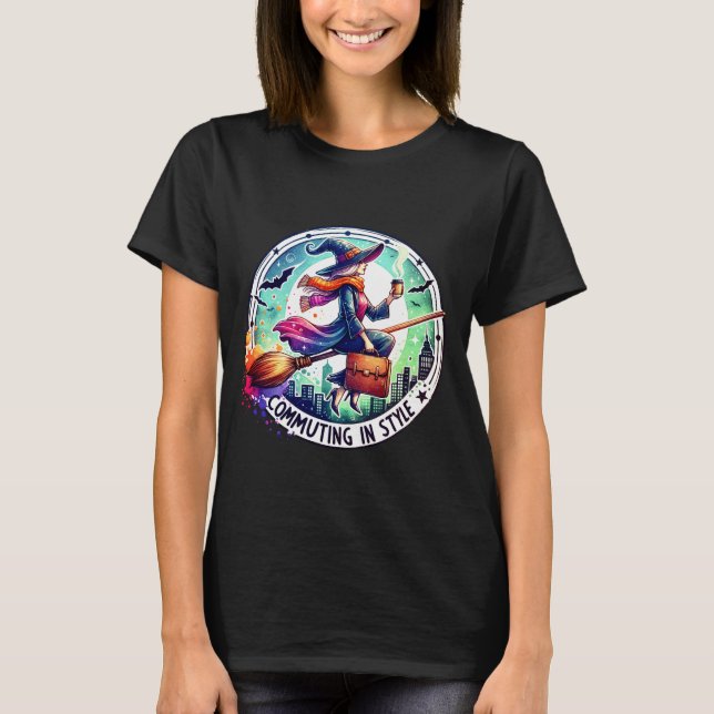 T-shirt Commuting in Style – Elegant Witch Design for Tre (Devant)