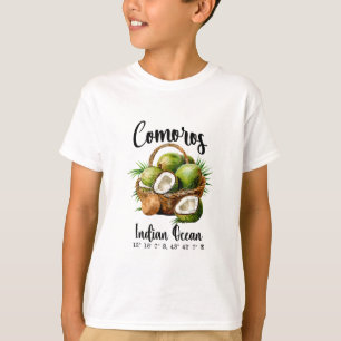 T-shirt Comores Cocotier Océan Indien Île Tropicale Gps V