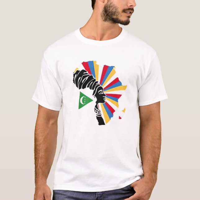 T-shirt Comores Drapeau Comorien Afrique Carte Patrimoine  (Devant)