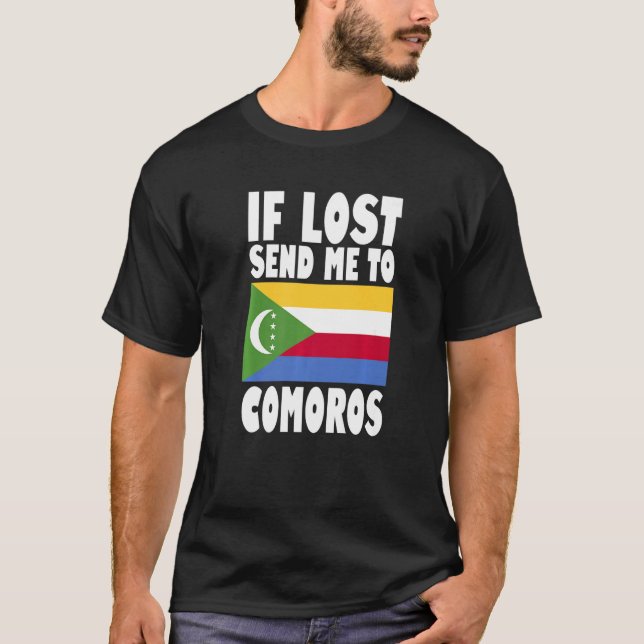 T-shirt Comores Drapeau Design Si perdu envoyez-moi aux Co (Devant)