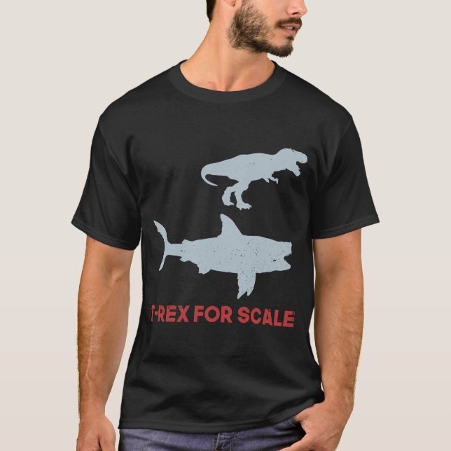 T-shirt Comparaison de Megalodon Shark Rex Dinosaur (Devant)