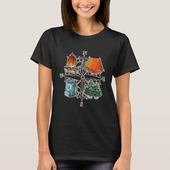 T-shirt Compass Adventure Camping Flèche Voyageur Cam (Devant)