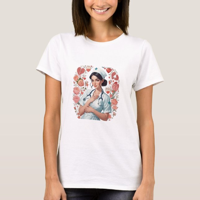 T-shirt Compassionate Nurse – Elegant Floral Art Illustrat (Devant)