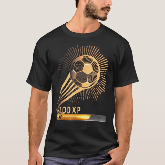 T-shirt Compétence en football Plus Gamer Athlète 100 Xp (Devant)