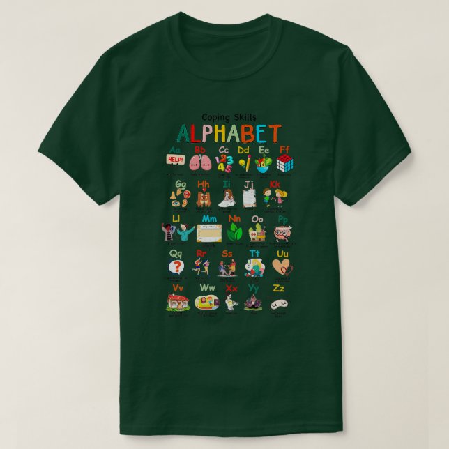 T-shirt Compétences d'adaptation Alphabet ABC Sensibilisat (Design devant)