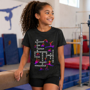 T-Shirt Compétences de Gymnastique Mots Croisés Arc-en-Cie