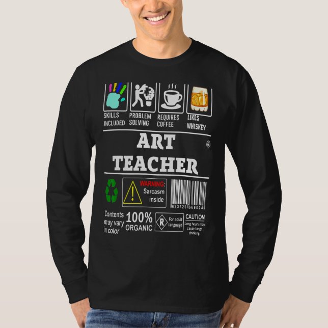 T-shirt Compétences d'enseignant en art Inclus Étiquette d (Devant)