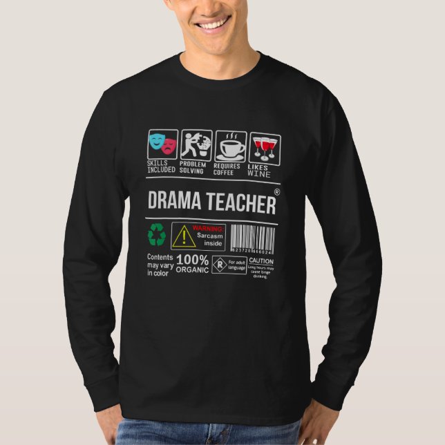 T-shirt Compétences des enseignants en théâtre, y compris  (Devant)