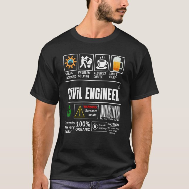 T-shirt Compétences en génie civil Compris la résolution d (Devant)