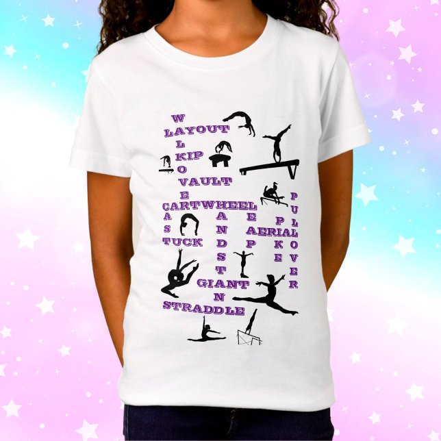 T-Shirt Compétences en gymnastique des filles Mots-croisés (Créateur téléchargé)