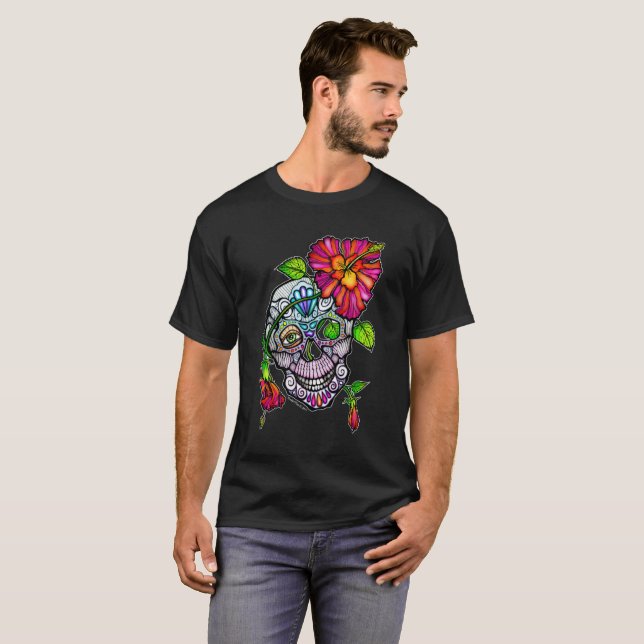 T-SHIRT COMPLEXE SUCRE ET FLEURS (Devant entier)