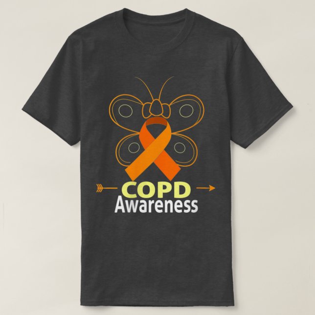 T-shirt Comportement des femmes Papillons Copd Orange Ribb (Design devant)