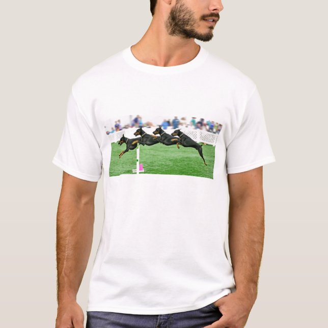 T-shirt Composé de saut d'agilité de Dobermann (Devant)