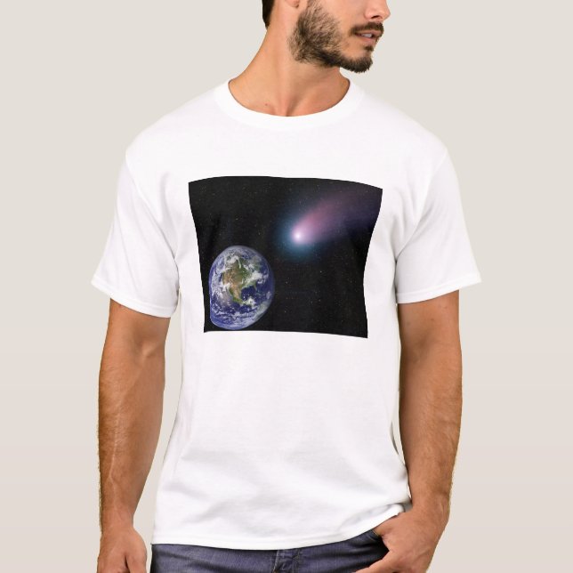 T-shirt Composite numérique d'une comète se dirigeant vers (Devant)