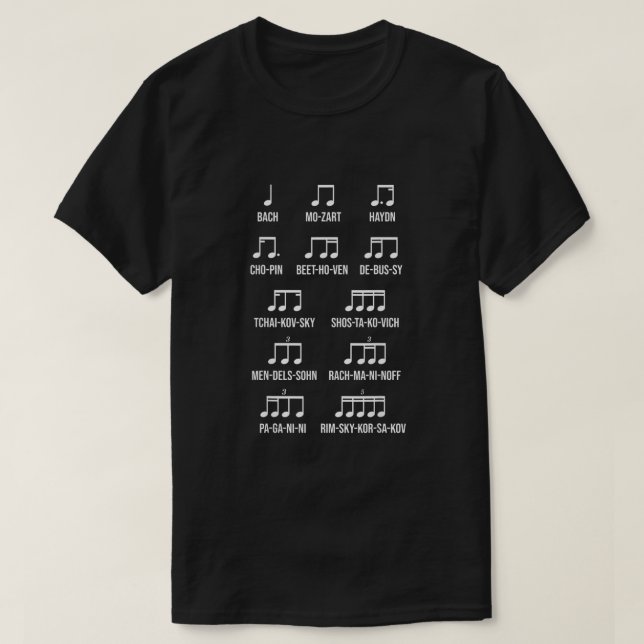 T-shirt Compositeur Rythme Musique Cadeau Bach Mozart Beet (Design devant)