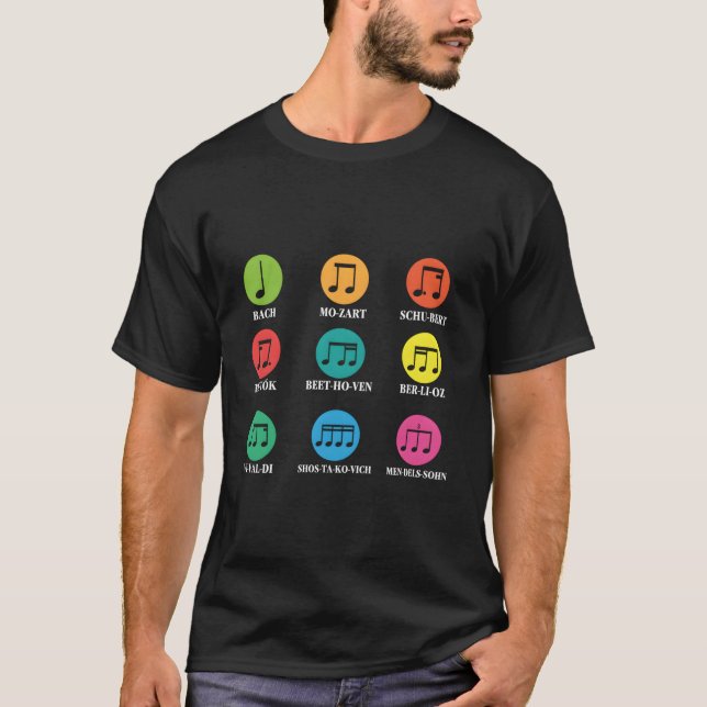 T-shirt Compositeurs Al Music Notes musicales (Devant)