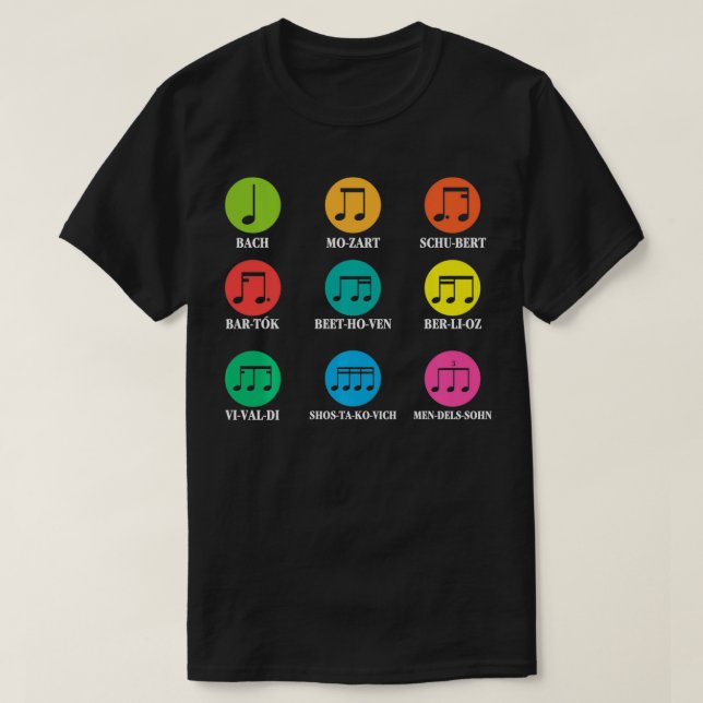 T-shirt Compositeurs Classiques Musique Classique Notes mu (Design devant)