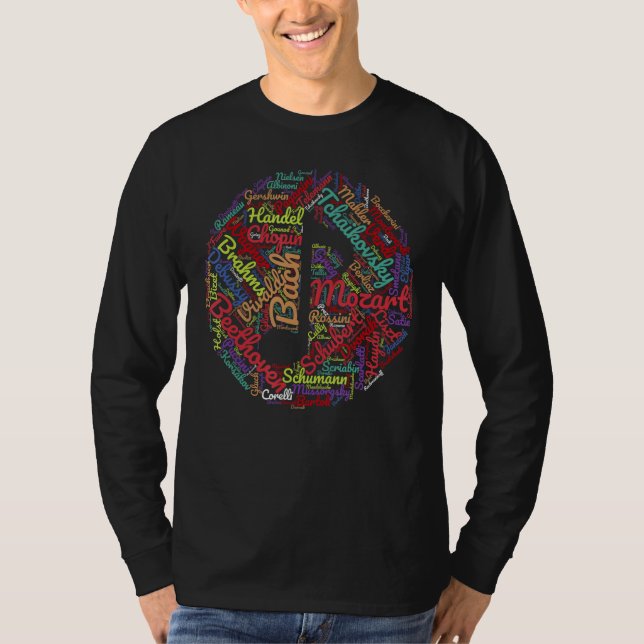 T-shirt Compositeurs de musique classique Note Word Art (Devant)