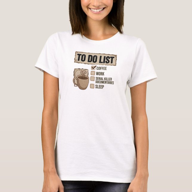 T-shirt Composition artistique COFFEE WORK TRUE CRIME Rose (Devant)