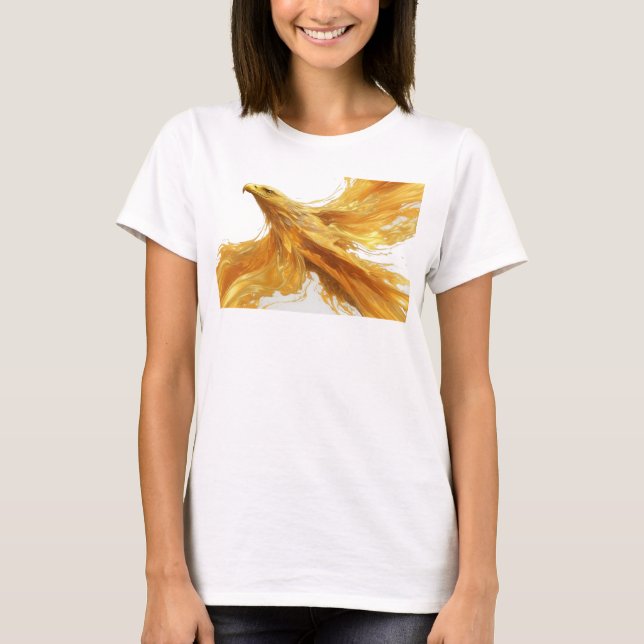 T-shirt Composition d'art abstrait d'aigle doré ludique (Devant)